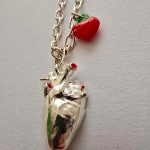 CADENA DE CORAZÓN HUMANO PLATEADO