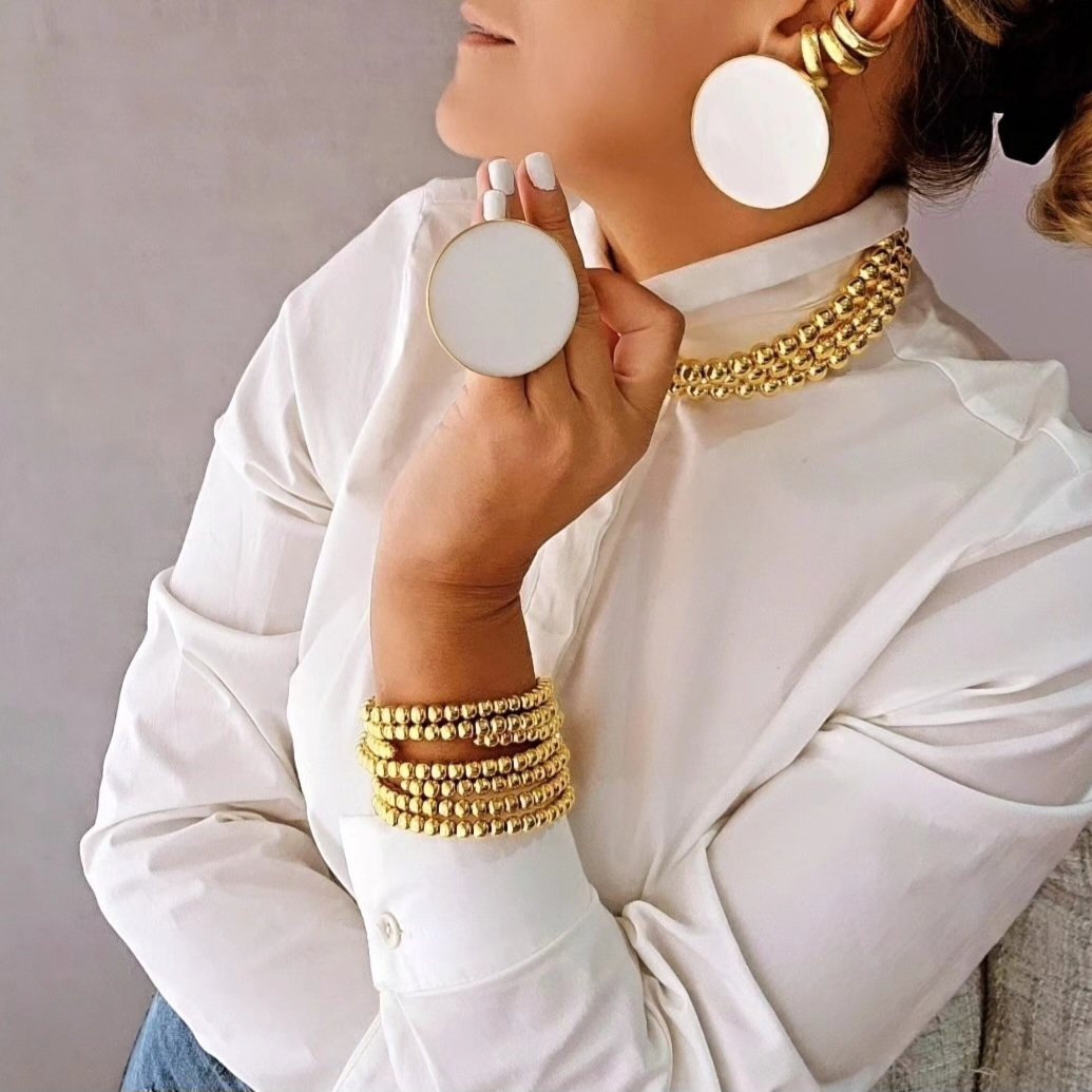 BIG WHITE CAPS EARRINGS - Image 2