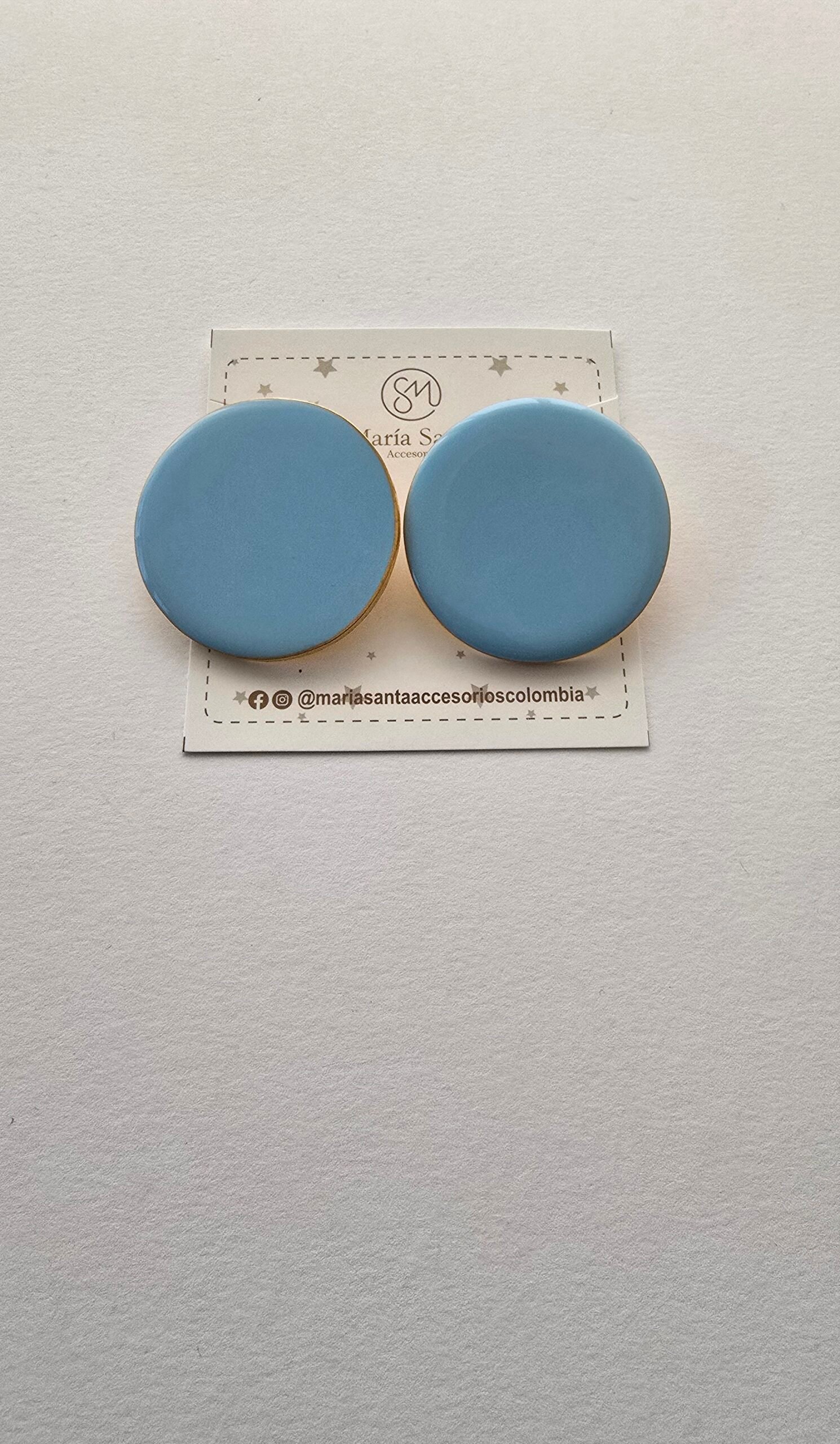 BIG LIGHT BLUE CAPS EARRINGS - Image 2