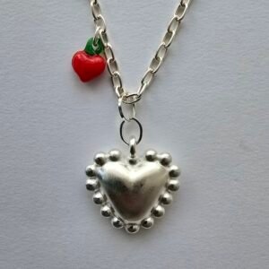 CHAIN SILVER  DOTS HEART
