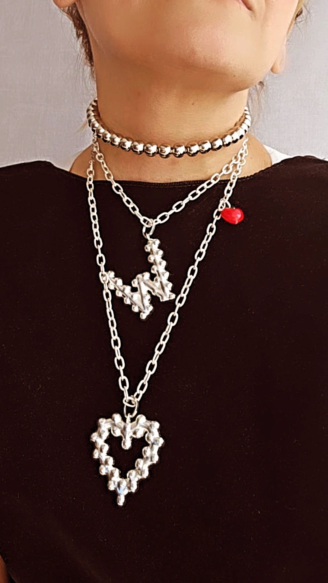 CHAIN SILVER HEART EMPTY DOTS - Image 4